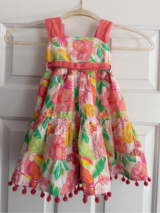 Tommy Bahama Other - Tommy Bahama Coral Floral Pom-Pom Sundress for Kids